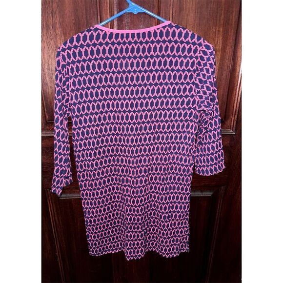 J.Crew Women's Tunic Swim Coverup XXS Navy Blue Pink Geometric Print 3/4 Sleeve - Picture 5 of 6